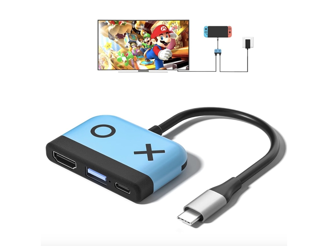 Docking Station 3 Em 1 Usb 3.0 Switch Dock Hub 4k 30hz Switch Base Projetor Tipo C Para Hdmi Compatível Com Switch/switch Oled Azul SUNNY SPACES