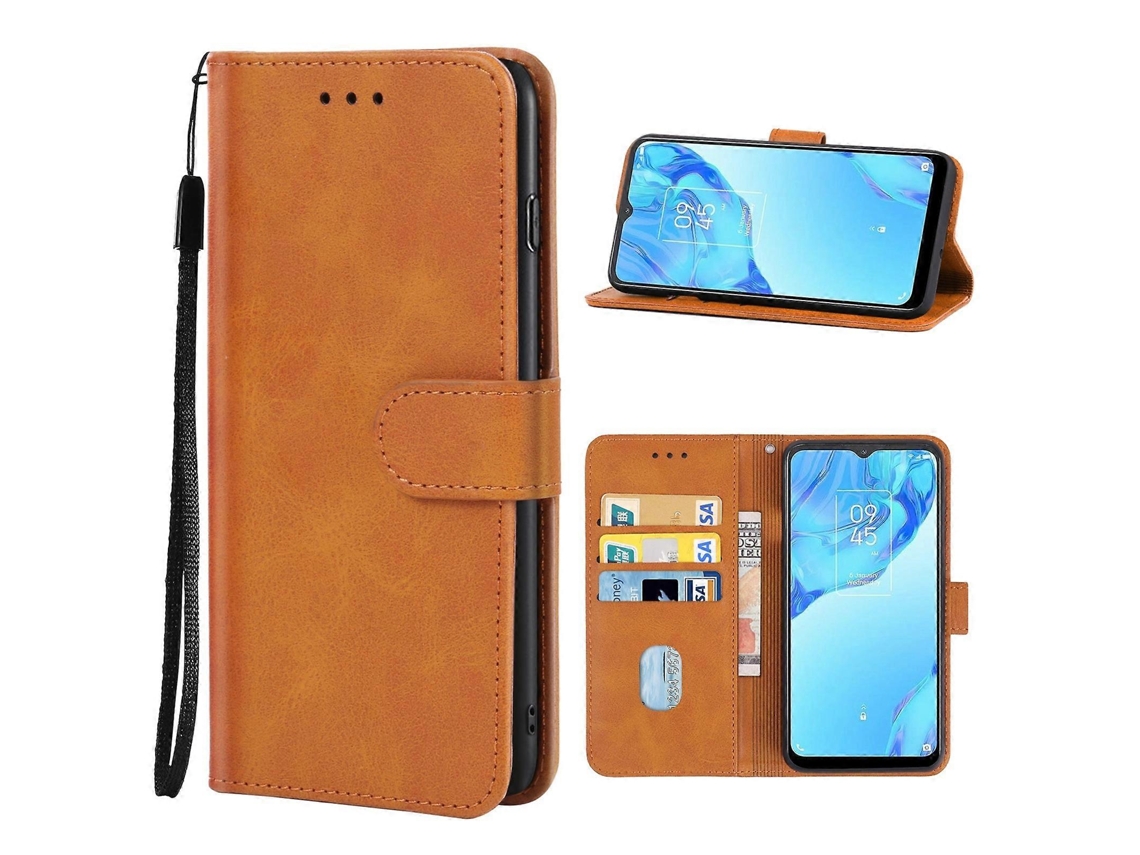 Capa De Couro Para Celular Tcl 20b (preta)
