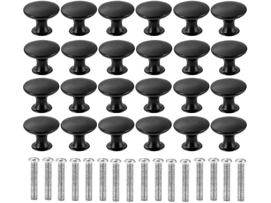 24 tiradores redondos, 30mm, negro mate, de zinc, para gavetas y puertas | S/MARCA