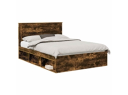 Estrutura da Cama com Cabeceira Carvalho Defumado 140x190 cm MAISON EXCLUSIVE