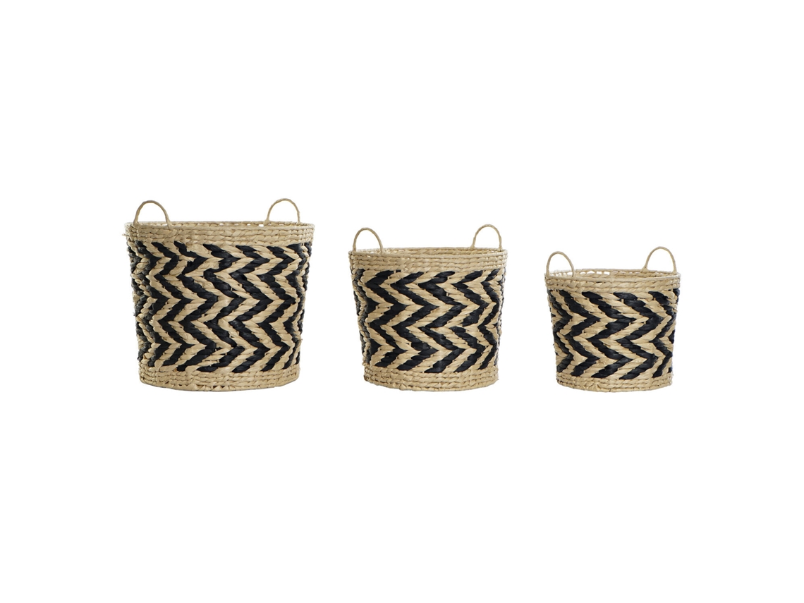 Conjunto de 3 Cestos de Fibra Natural Castanho claro, 40x40x35cm ALEXANDRA HOUSE LIVING