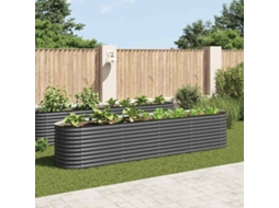 Vidaxl Canteiro Elevado De Jardim Aço Galvanizado 400x80x81cm Cinzento
