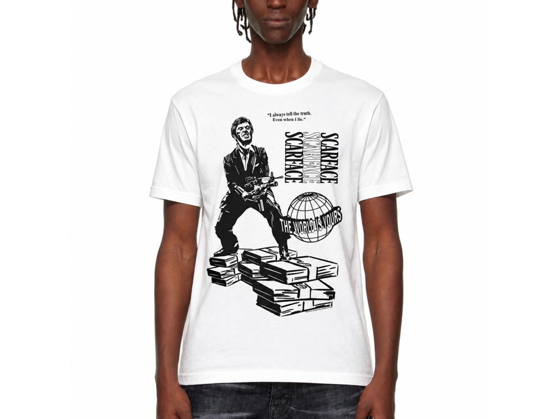 Rockinstone Scarface Movie Tonyonmoney White Adult T-shirt Size:xl