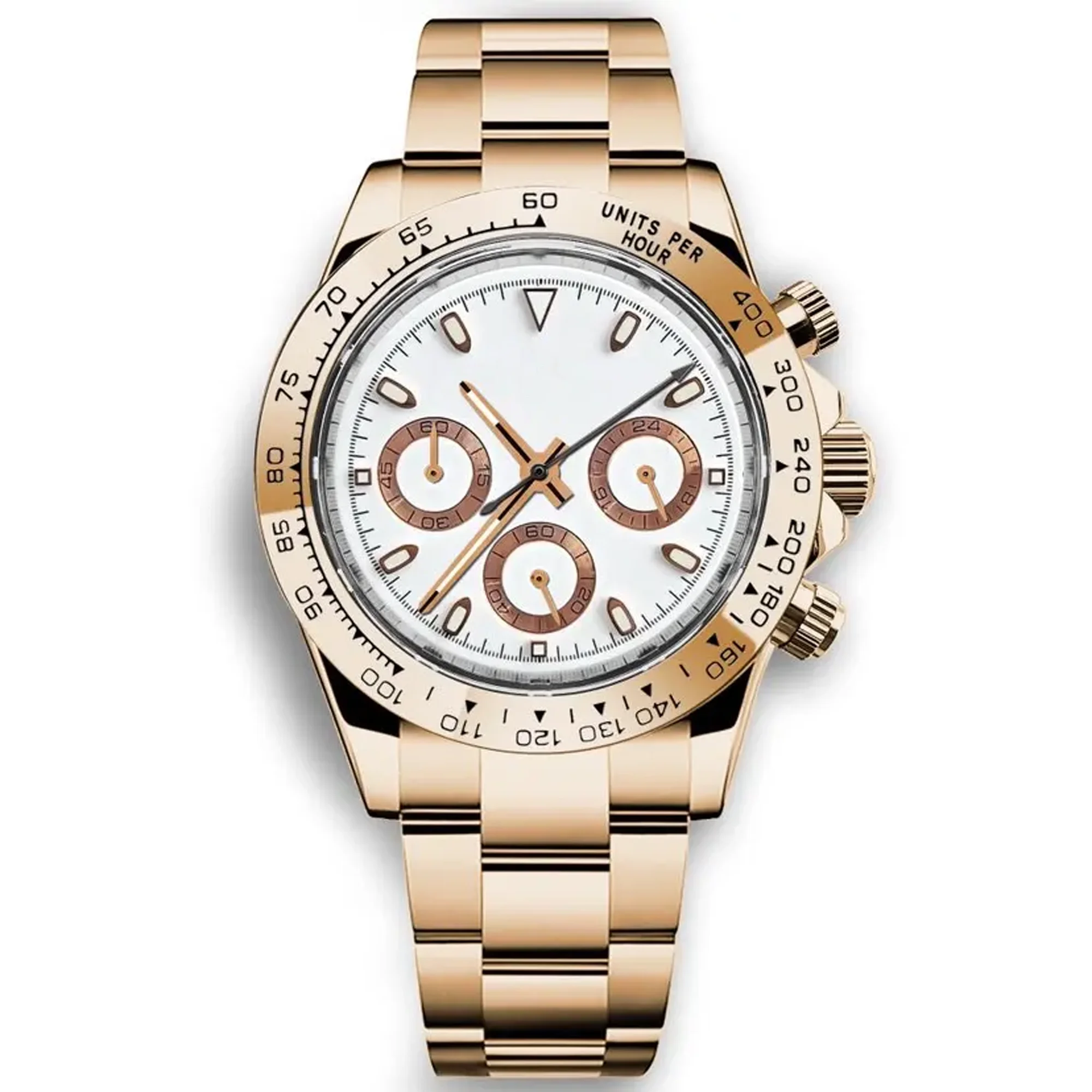 Relógio Masculino De Quartzo De 39 Mm (cobre), Cristal De Safira E Pulseira De Aço Inoxidável, Modelo Esportivo.