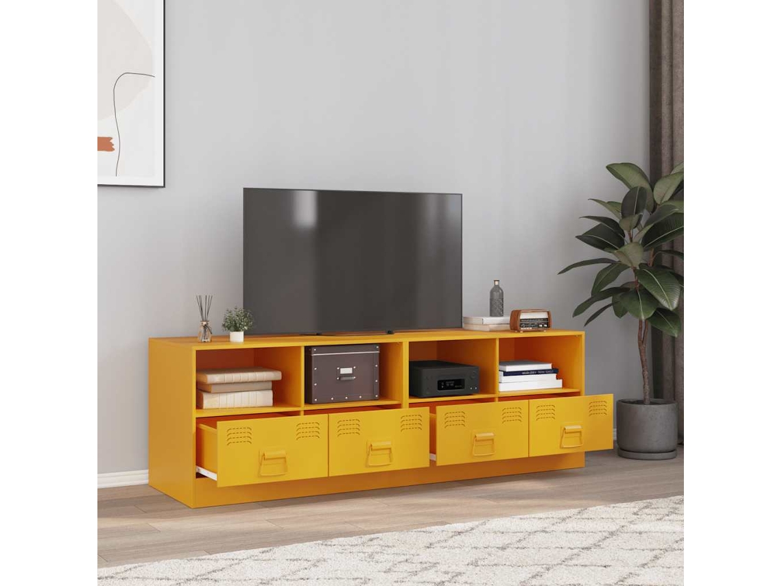 Vidaxl Móveis De Tv 2 Pcs 67x39x44 Cm Aço Amarelo Mostarda