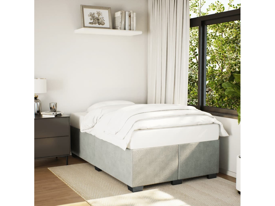 Vidaxl Estrutura De Cama Sem Colchão 120x200 Cm Veludo Cinzento-claro