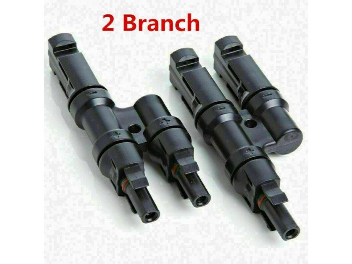 Conector de Painel Solar Mc4 T branch 1 para 6 Vias M/f 50a 1000vdc Ip67 Preto 4 Ramas S/MARCA