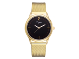 Relógio Feminino de Moda com Pulseira de Silicone e Mostrador Redondo de Liga Gold