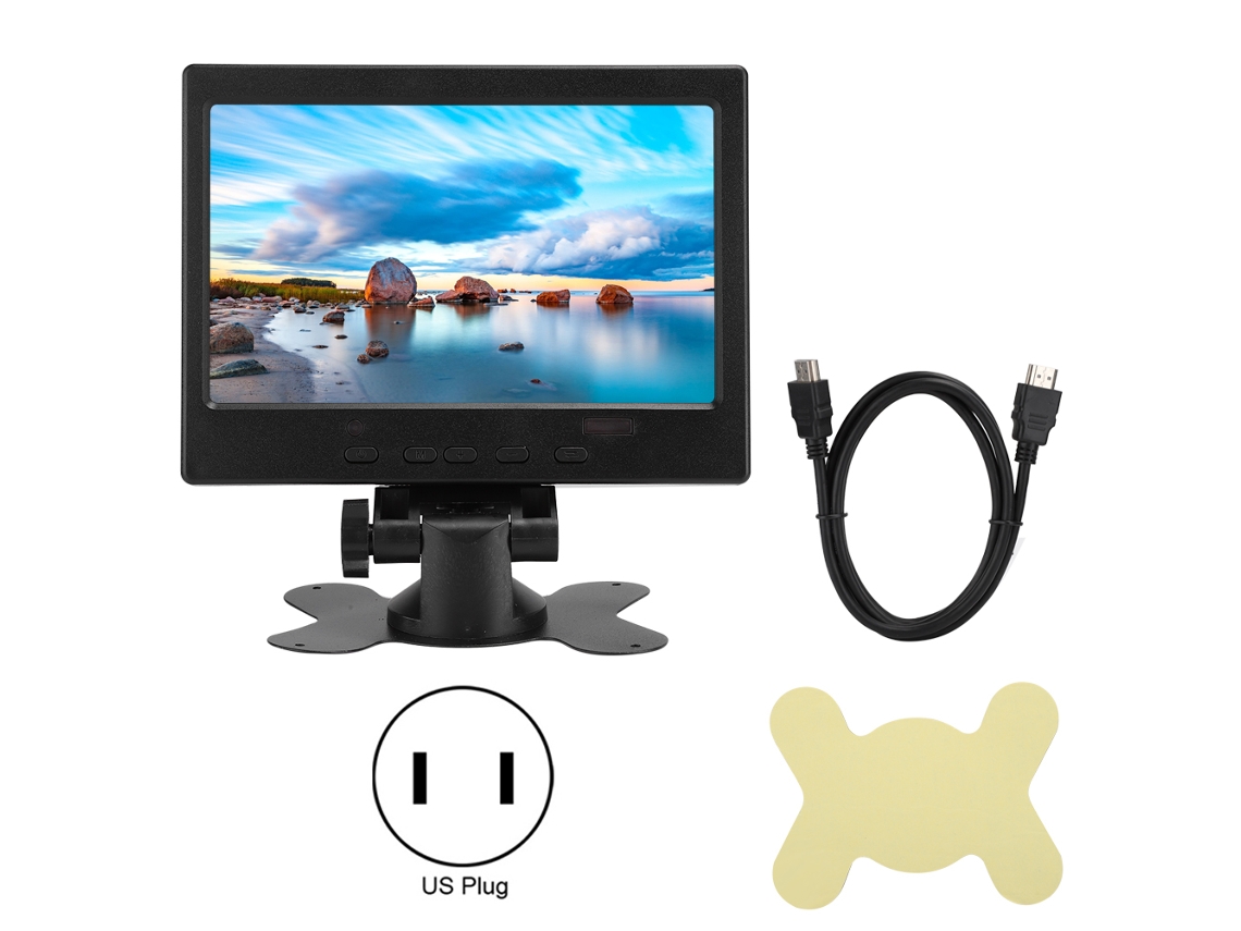 Aetheria monitor 7 Polegadas Multifuncional 1024x600 Hdmi Vga Av com Apoio e Retroiluminação Led