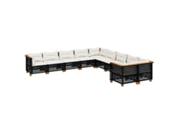 Maison Exclusive - 10 Pcs Conjunto Sofás De Jardim C/ Almofadões Vime Pe Preto