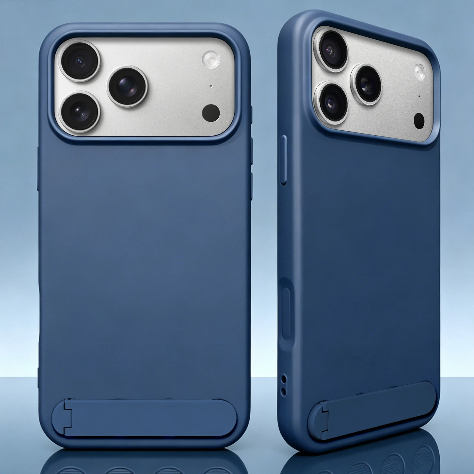 (azul Escuro, Iphone 14 Pro) Capa De Celular Em Silicone Líquido Com Suporte Dobrável, Proteção Contra Impactos E Quedas.