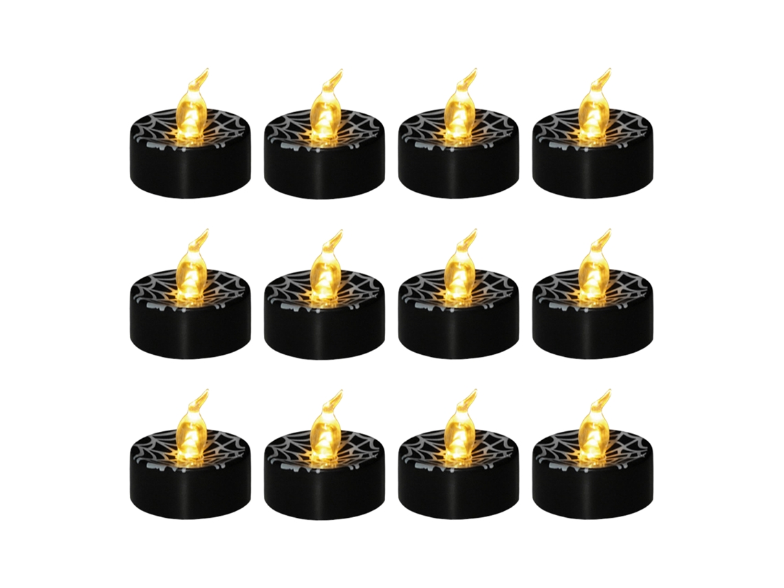 Laxiscreed Conjunto De 12 Velas Led Halloween Com Aranha E Teia Para Decoração Festiva