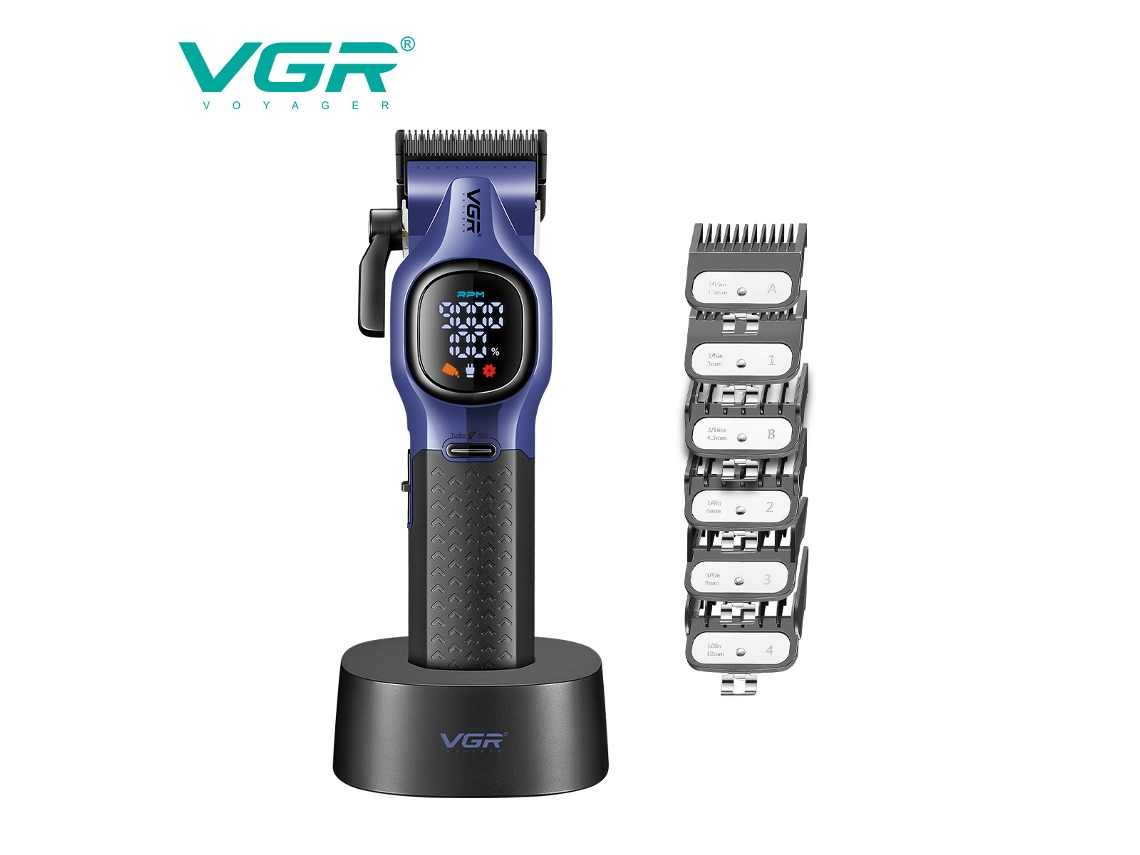 (roxo) Máquina De Cortar Cabelo Elétrica Com Lcd E Velocidade Variável, Motor Sem Escovas De Alta Velocidade, Visor Digital