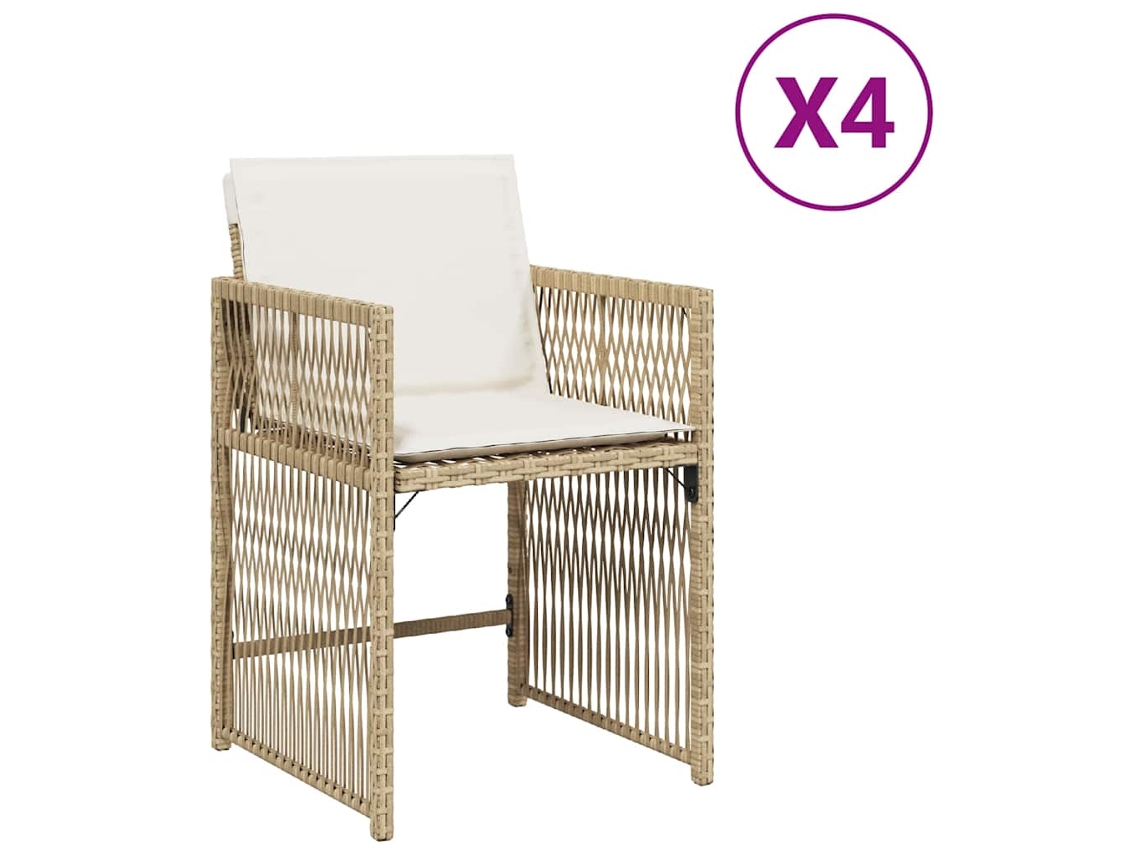 Maison Exclusive - Cadeiras De Jardim Com Almofadões 4 Pcs Vime Pe Bege