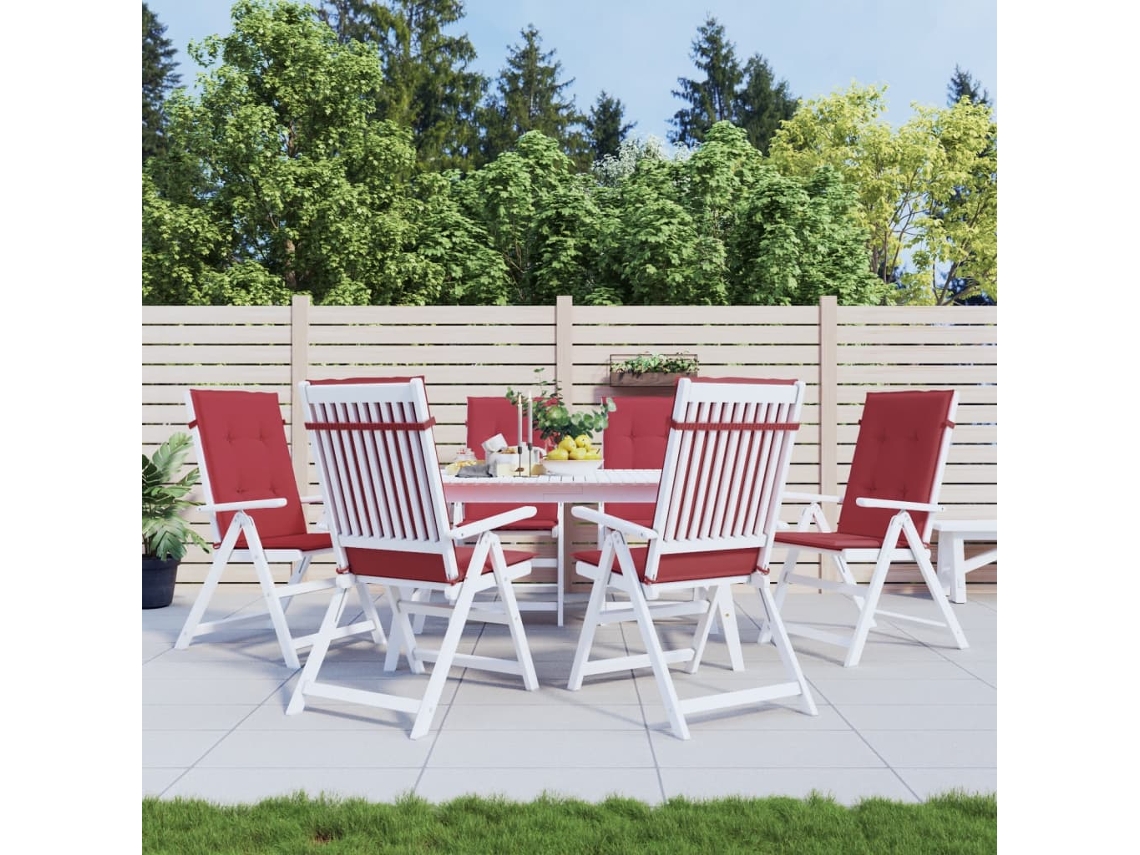 Vidaxl Almofadões P/ Cadeiras Altas Jardim 6 Pcs Tecido Vermelho Tinto