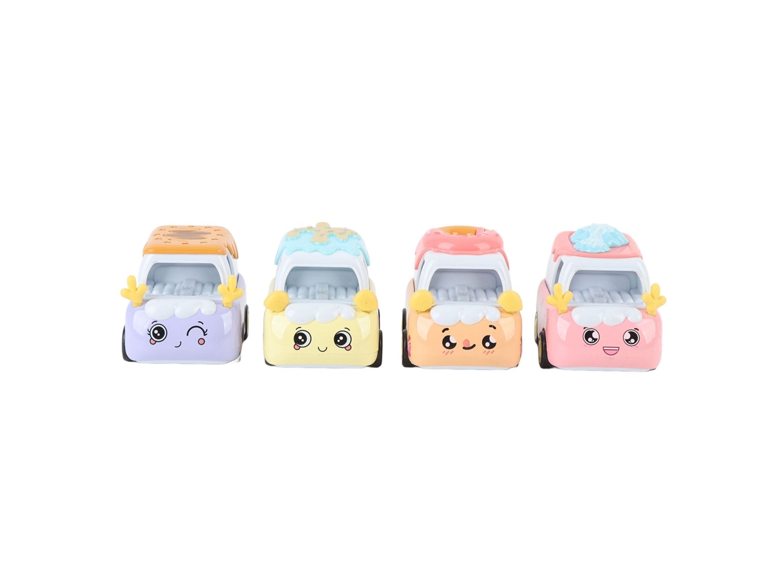 Mali 4 Pcs Carrinhos de Retrocesso com Design de Sobremesas Animadas em Liga e Plástico para Crianças