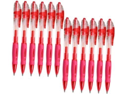 Conjunto De 12 Canetas Esferográficas Galpada, Em Gel, Vermelhas,
