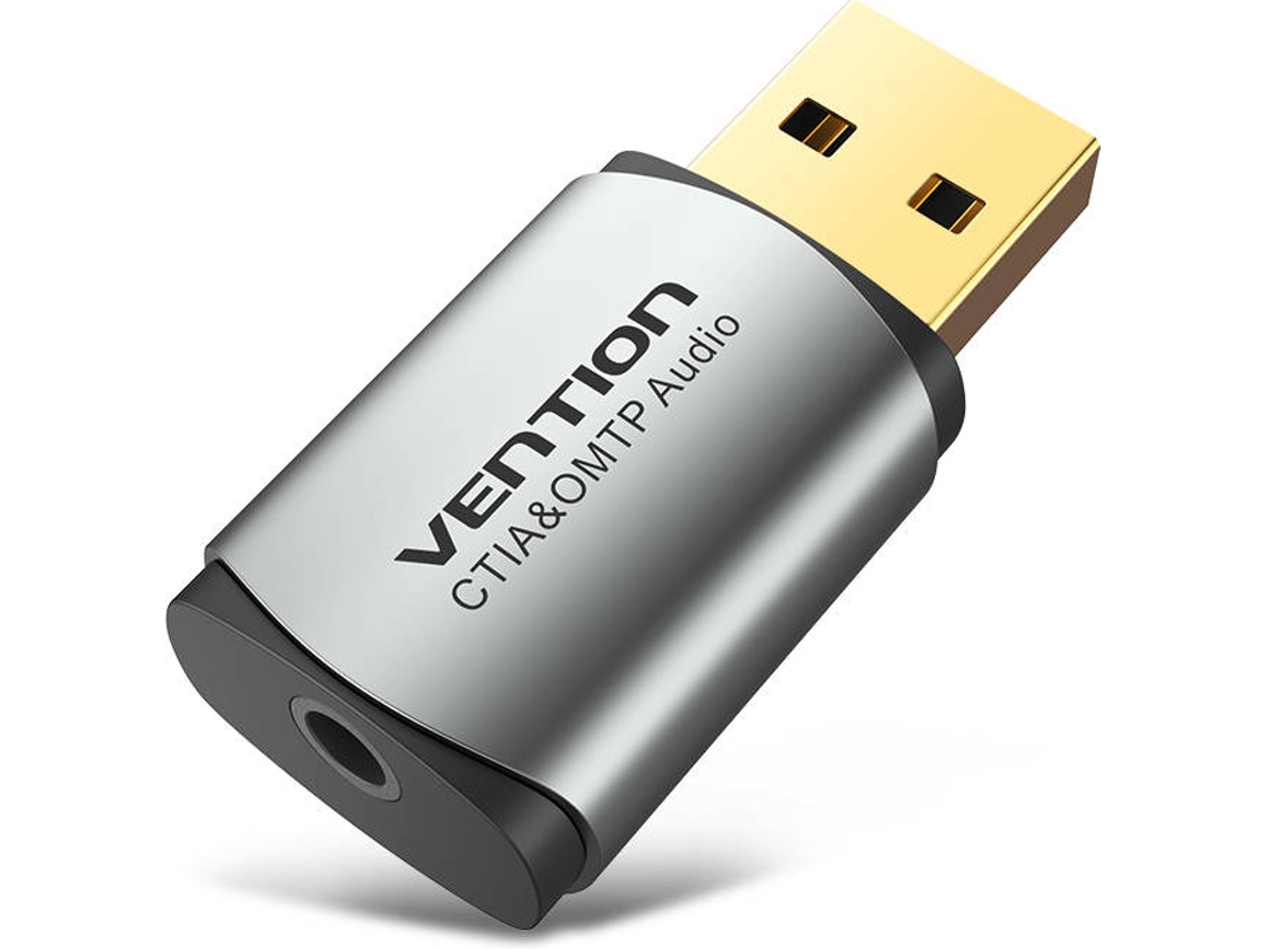 Adaptador VENTION Placa de som USB externa (OMTP-CTIA) para Jack 3.5mm Fêmea - Cinzento Metalizado