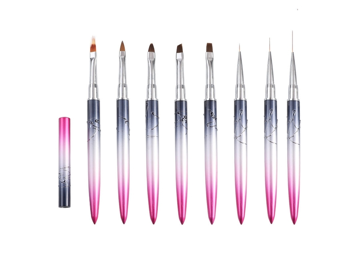 Kit De Pincéis Para Design De Unhas Com 8 Pacotes Multicolorido*