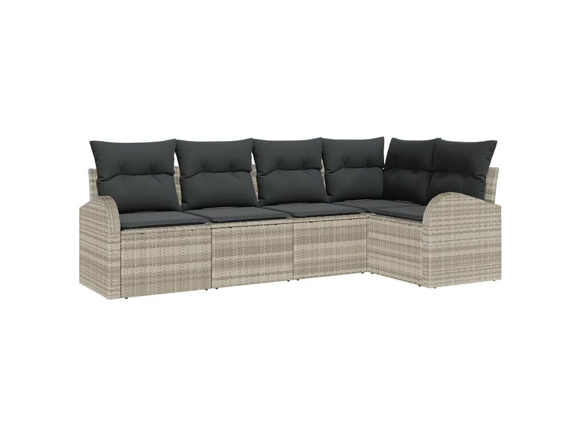 Conjunto 5 Móveis Para Exterior Vidaxl Cinzento-claro Vime Pe