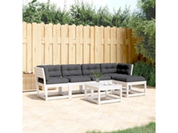 Vidaxl 5 Pcs Conj. Sofás De Jardim C/ Almofadões Pinho Maciço Branco