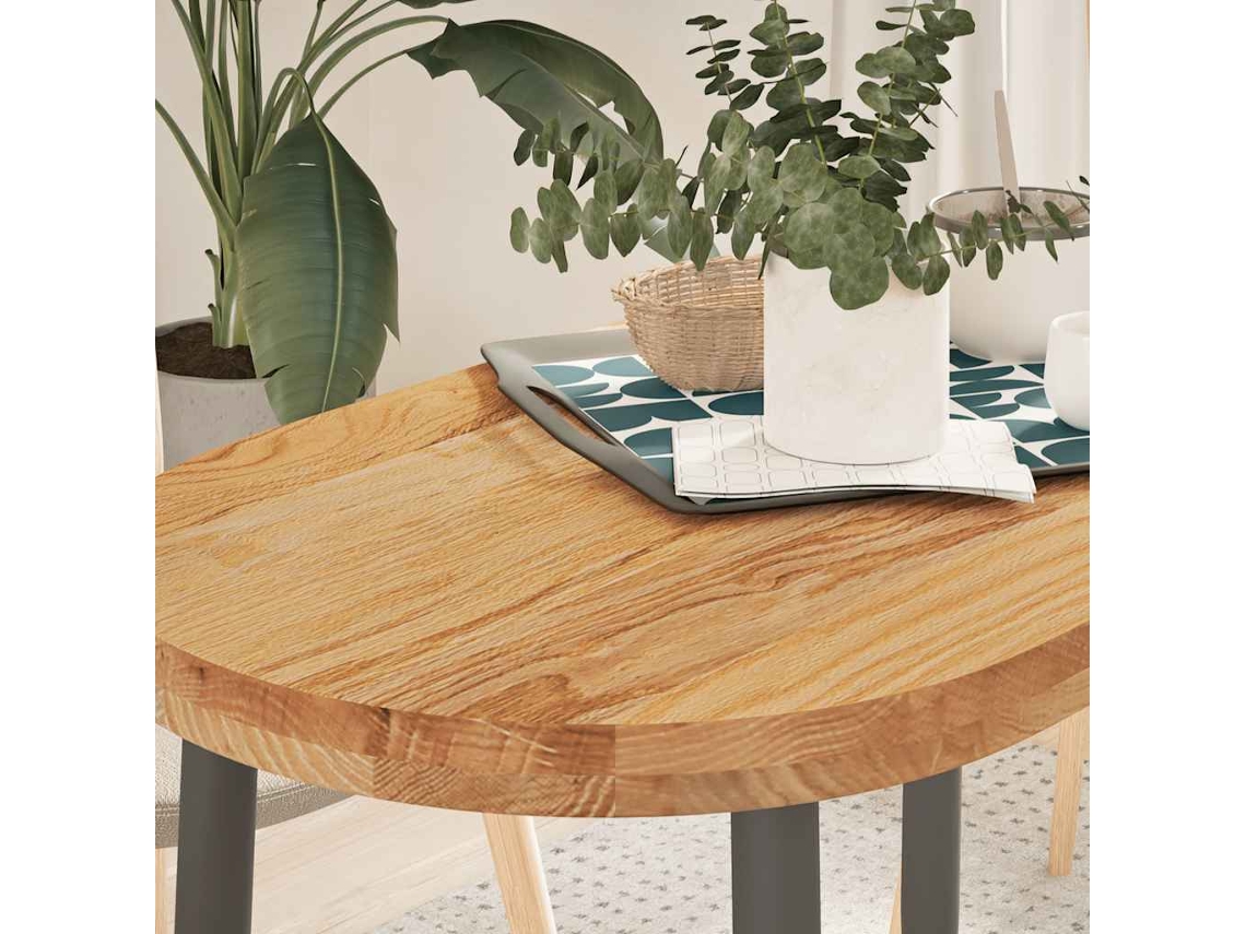 Vidaxl Tampo De Mesa 100x50x4 Cm Carvalho Maciça Oval Castanho-claro