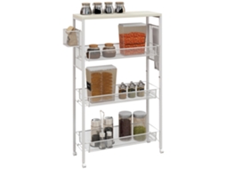 Carrinho de Cozinha S/MARCA com 3 cestas, 1 cesto pendurado e ganchos, 58x18,5x87cm branco