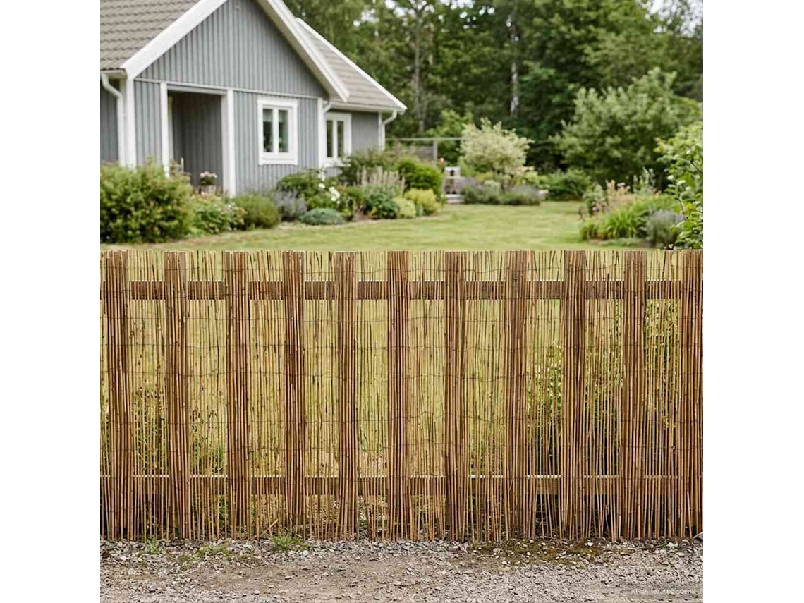 Vidaxl Cerca Para Jardim Carbonizado 500 X 90 Cm Junco