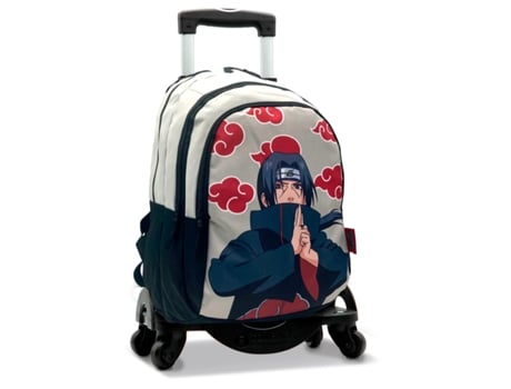 Mochila Escolar NARUTO Itachi Primária Duplo Compartimento + Carrinho Toybags com 4 Rodas Giratórias