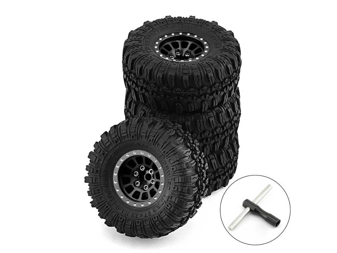 Preto 24pcs 1.0" Cubo Liga Alumínio Pneus Roda Wasteland Escalada 1/18 Trx4m Scx24 Fms Fcx18 Fcx24 Furitek Fx118 Peças Rc MDUG