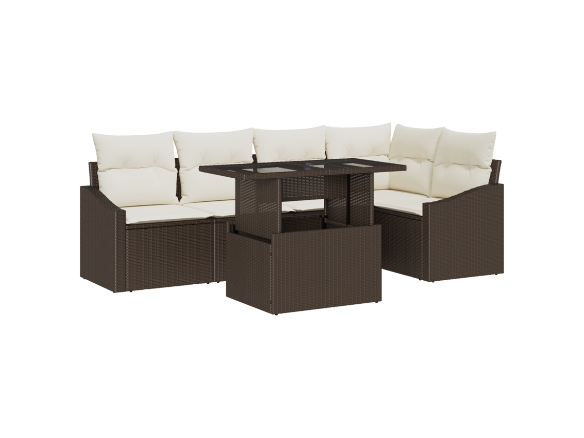 Conjunto 6 De Sofá De Jardim  Vidaxl Castanho, Vime