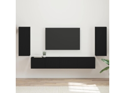 Vidaxl Conjunto De Móvel De Tv 4 Pcs Preto Madeira Processada