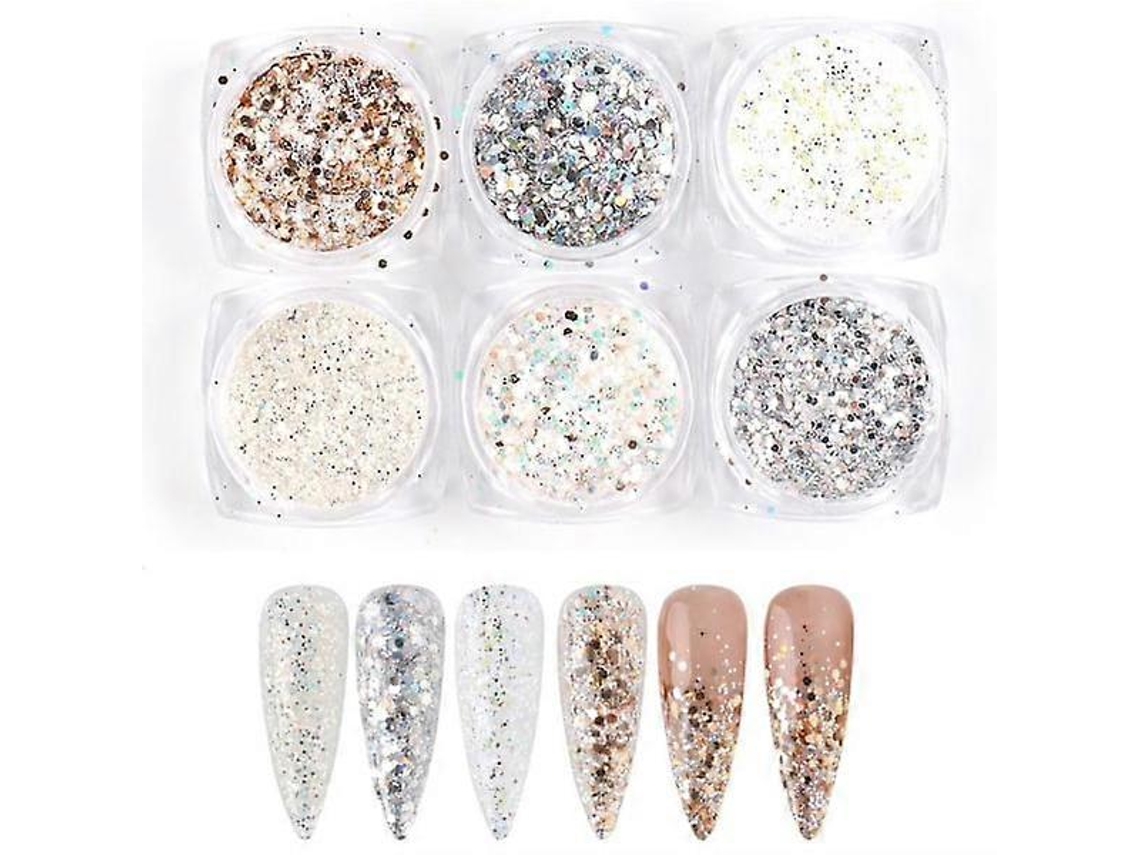 Conjunto De 6 Unidades De Glitter Para Unhas, Multicolorido. Nostalgia88