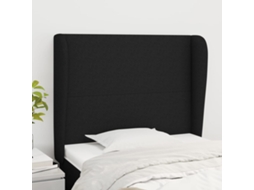 Vidaxl Cabeceira De Cama C/ Abas Tecido 83x23x118/128 Cm Preto
