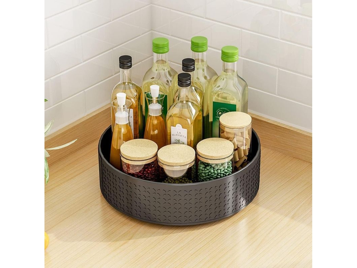 Organizador giratório Rebe em aço carbono para temperos, ideal para cozinha e banheiro, com 1 nível.