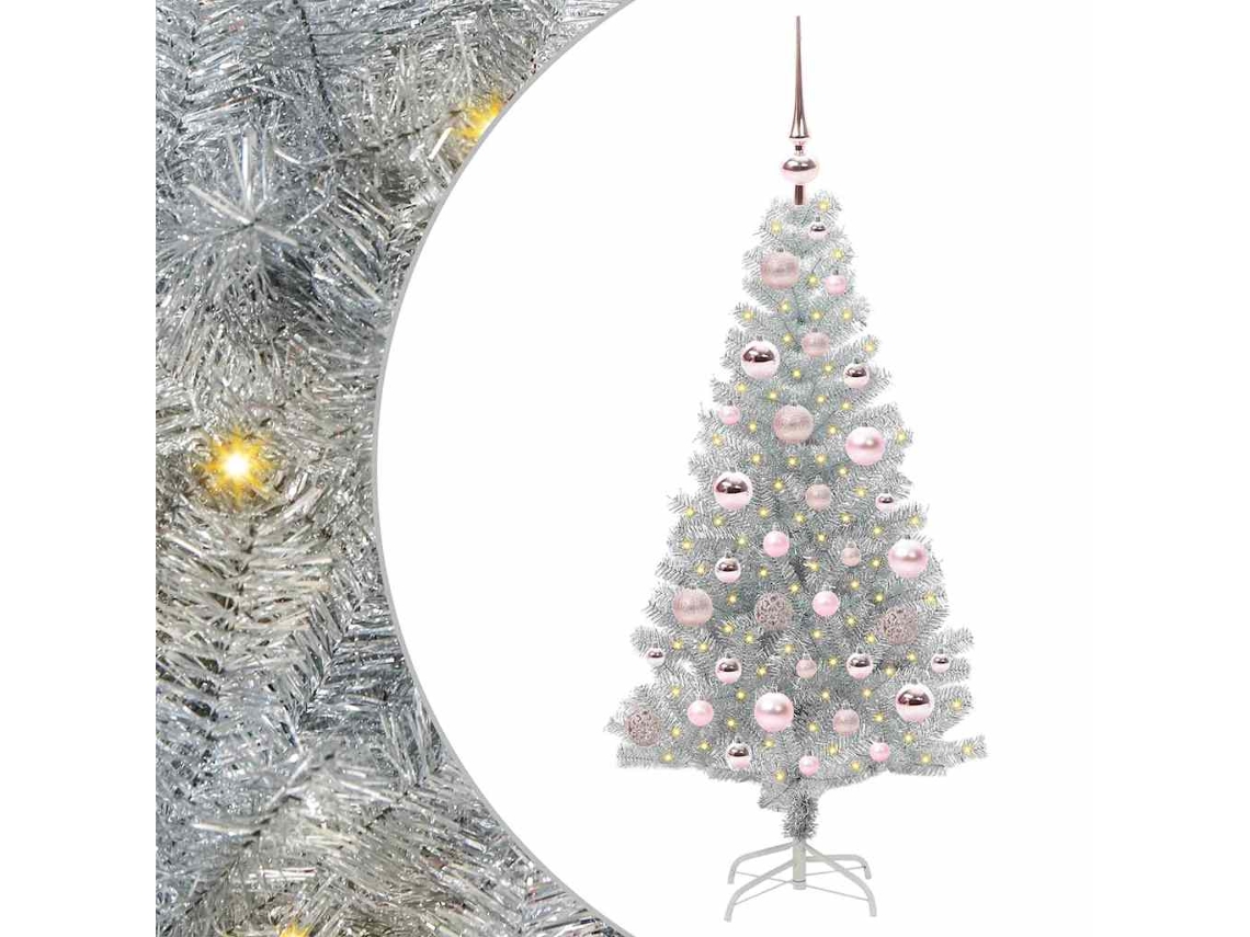 Conjunto 1 Árvore De Natal Vidaxl Prateado Plástico (120 Cm)