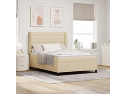 Vidaxl Cama Box Com Colchão Com Cabeceira Creme 140 X 190 Cm Tecido