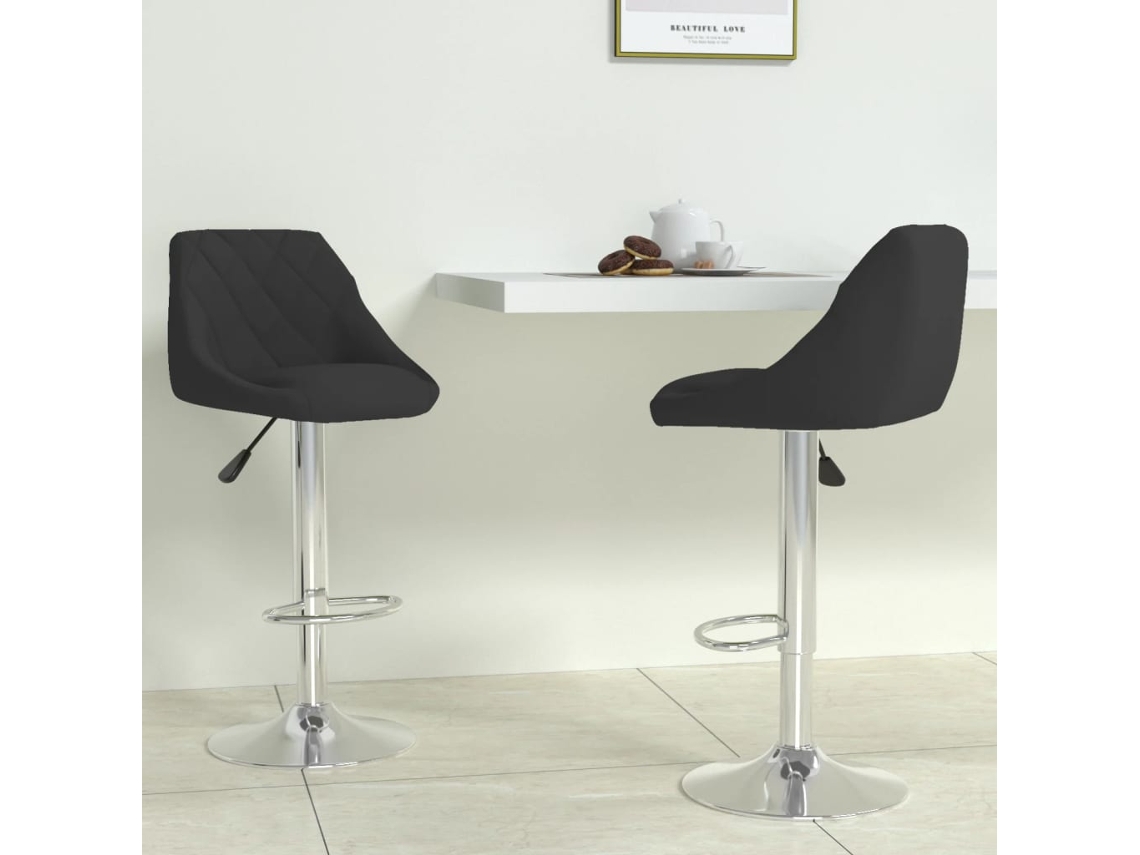 Vidaxl Bancos De Bar 2 Pcs Veludo Preto