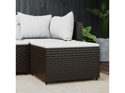 Vidaxl Apoio De Pés Para Jardim Com Almofadão Vime Pe Castanho