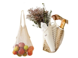Pacote com 3 Sacolas de Compras Reutilizáveis​​ em Malha de Corda de Algodão BRILVIBERA (30* 35* 10 Cm)