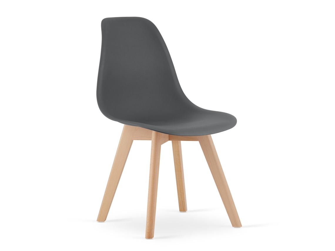 Cadeira De Jantar Kito Assento Cinza Escuro, Pernas Naturais, Assento Ergonômico, Encosto