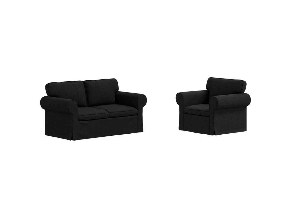 Maison Exclusive - Conjunto De Sofás 2 Unid. Preto Tecido