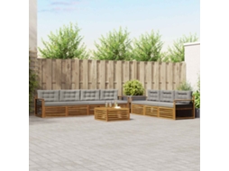Vidaxl Conjunto De Sofás Para Exterior 8 Unid. Cinza Natural E Claro