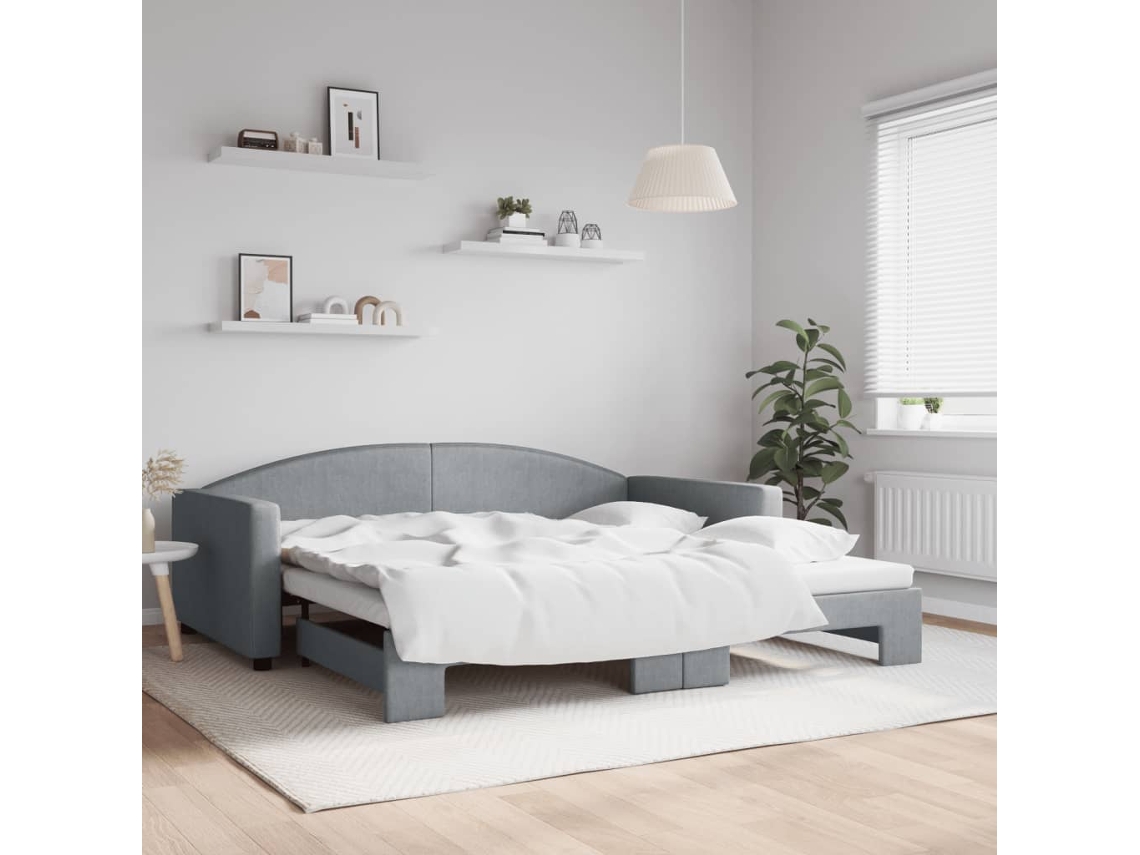 Vidaxl Sofá-cama Com Gavetão 100x200 Cm Tecido Cinzento-claro