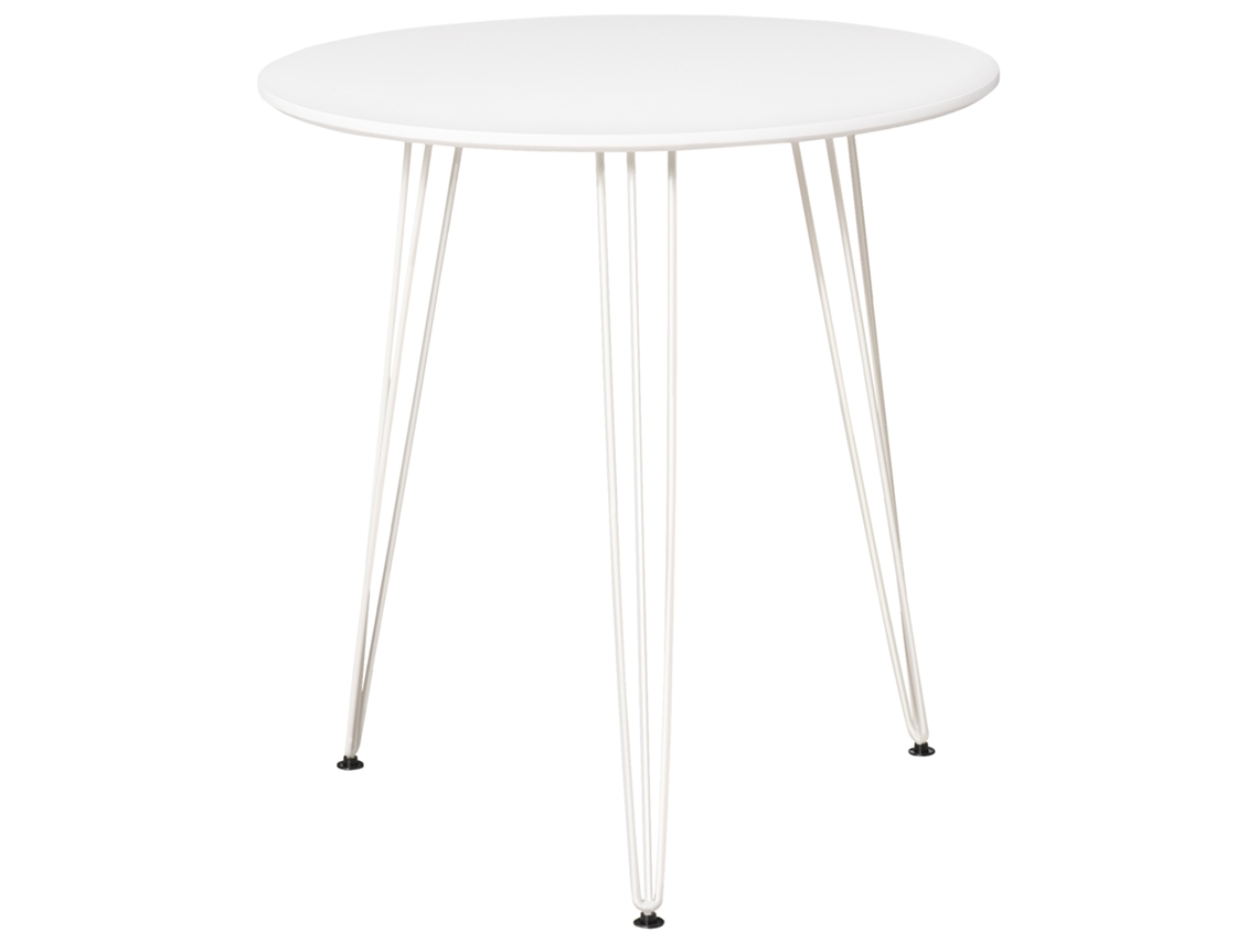 Mesa de Jantar Redonda Estilo Hairpin, Moderna, Branca (Ø70x75 cm)