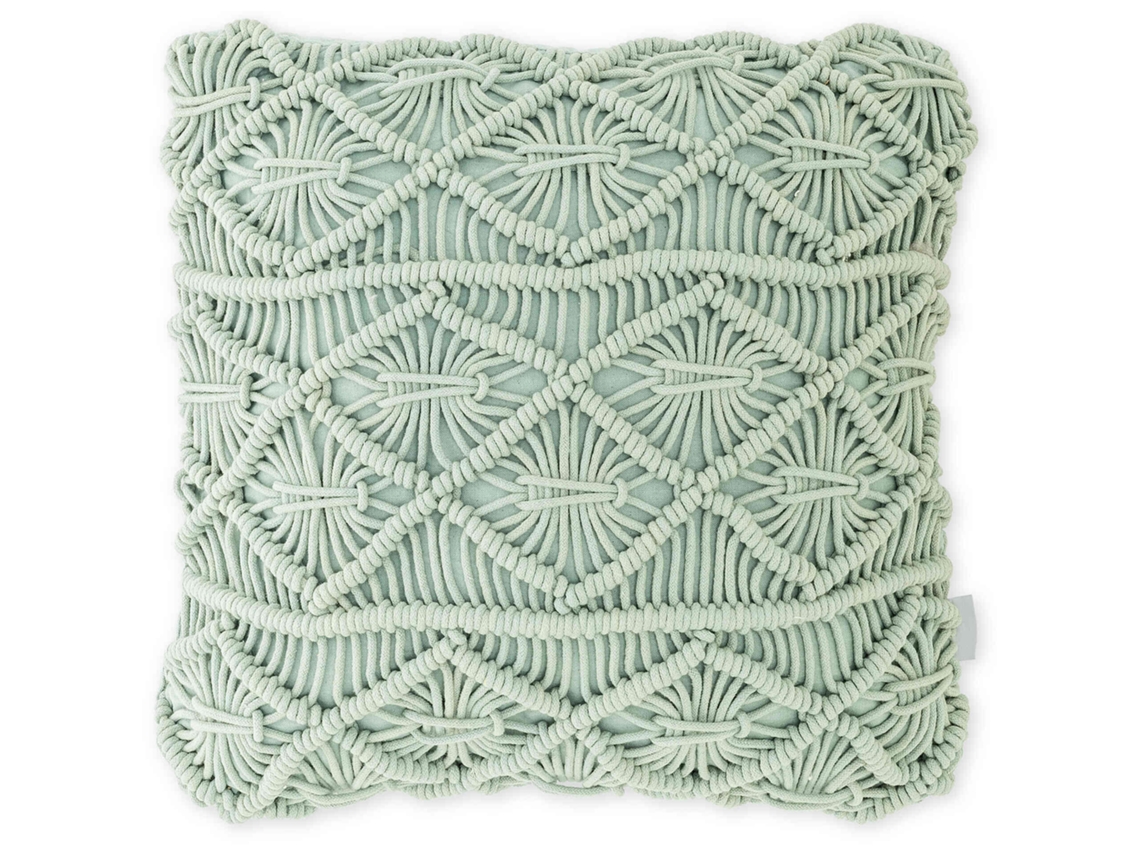 Almofada 45x45cm Macramé 3 Barras Verde KASA 1 un