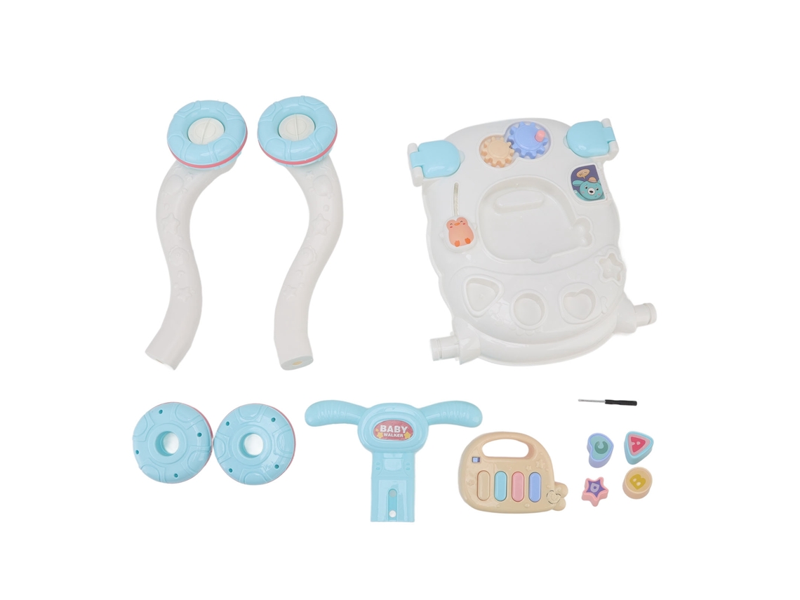 Mali andador para Bebê com Rodas Plástico Durável Cabo Antiderrapante Ajustável Brinquedo de Caminhada Azul