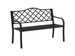 Banco externo 2 lugares em aço e ferro fundido, com braços e encosto decorado, 128x58.5x89cm preto BTFORUS