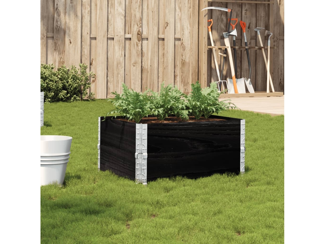 Vidaxl Vaso/floreira De Jardim 80x60 Cm Madeira De Pinho Maciça Preto