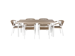 Conjunto de Mesa de Jantar de Alumínio com 7 Peças e 6 Cadeiras, 180x90x75cm ALEXANDRA HOUSE LIVING
